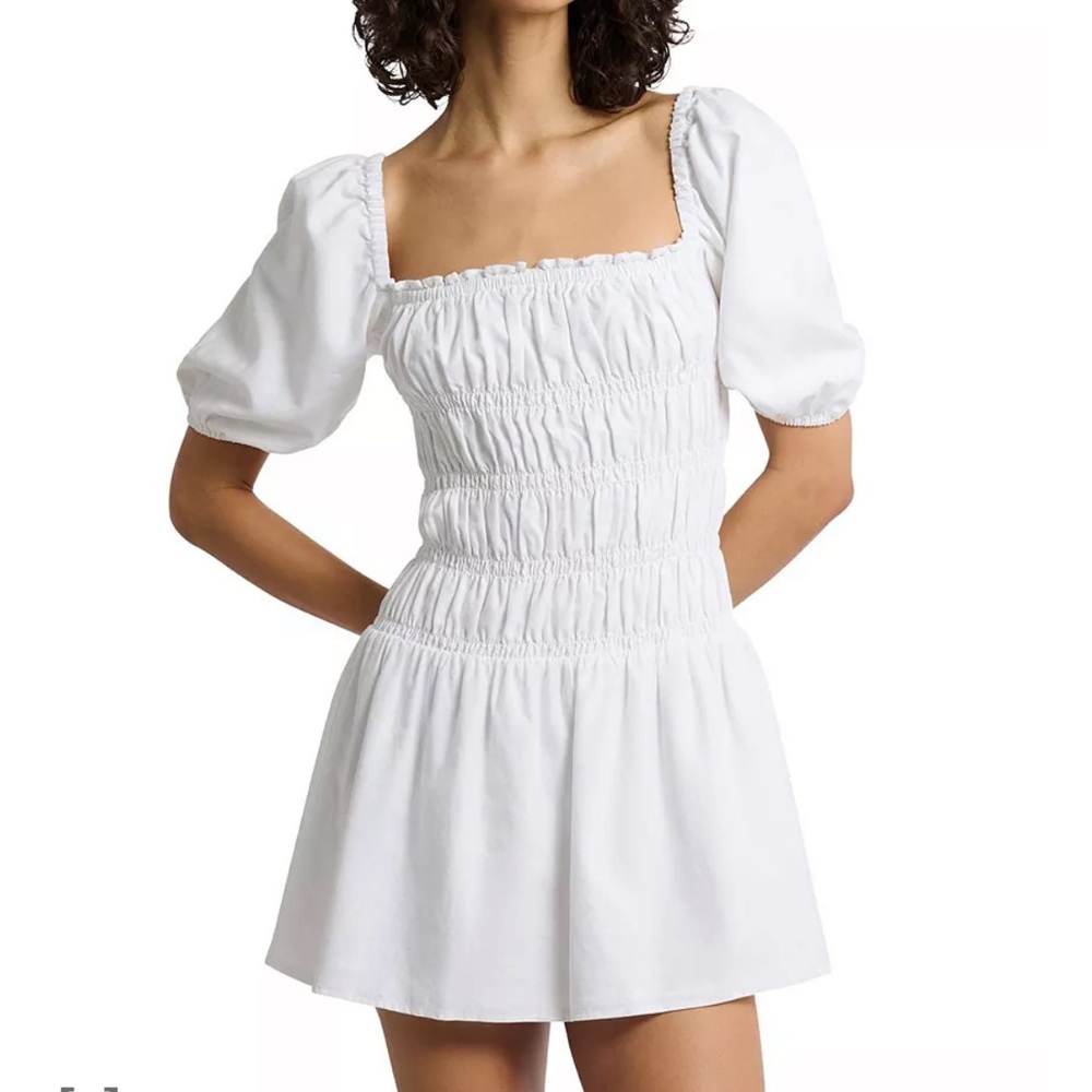 Onia White Smocked Mini Dress